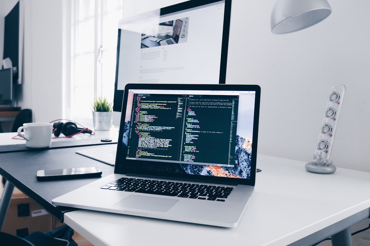 Professional digital workspace with laptop